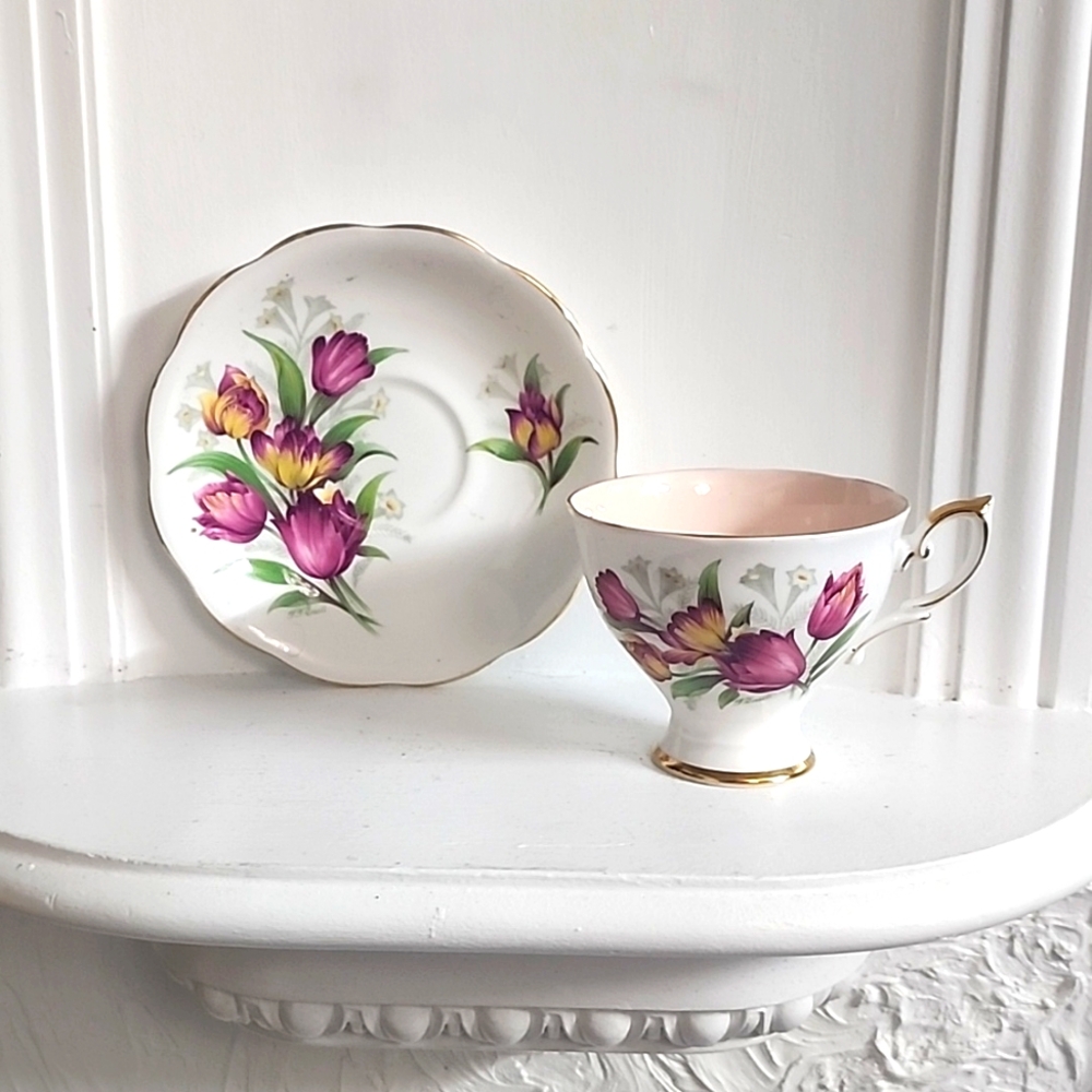 Tulip Tea Cup , Royal Standard Teacup , Fantasy Pattern , Floral Tea Cup